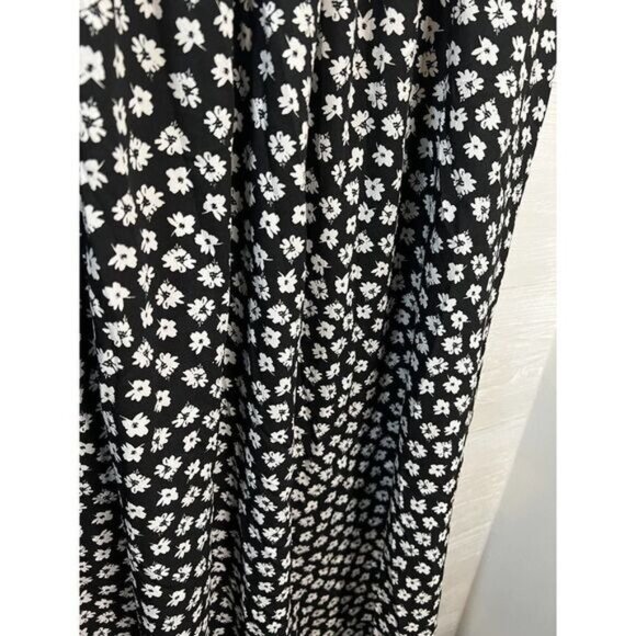 Mango‎ Floral Printed Midi Dress Black and White Size 4 - Picture 5 of 5